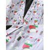 Christmas Bear Trees Print Lapel Side Slit Blazer - multicolor L