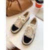 Chaussures Plates en Blocs de Couleurs en Fausse Fourrure - Beige EU 40