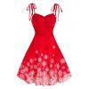 Robe de Noël à Imprimé Flocon de Neige à Epaule Nouée - Rouge XL