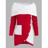 T-shirt Convertible Bicolore en Velours - Rouge 3XL