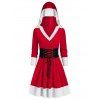 Robe de Noël à Capuche en Velours à Lacets - Rouge M