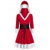 Robe de Noël à Capuche en Velours à Lacets - Rouge L