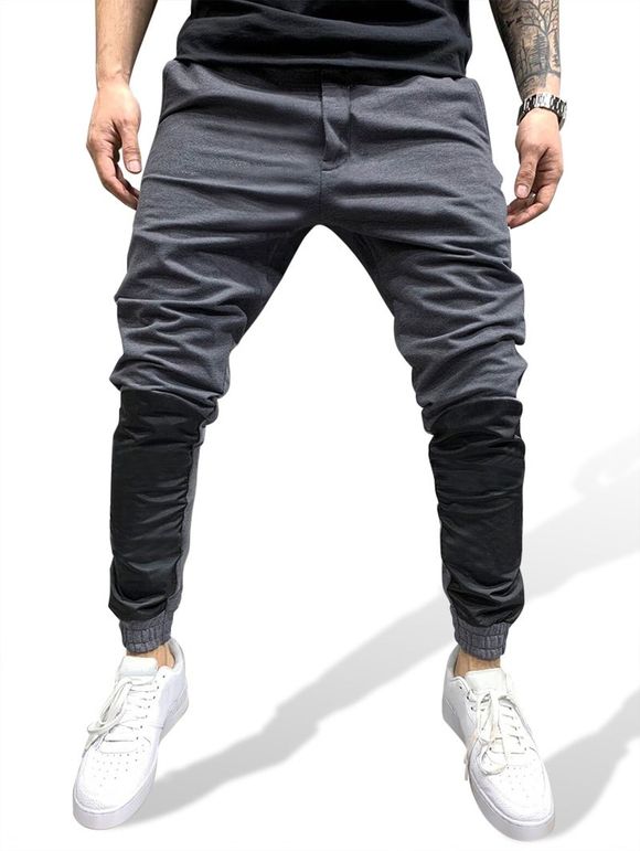 Pantalon de Sport Fuselé Contrasté à Cordon - Gris Foncé XL