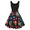 Robe Evasée Père Noël Etoile Imprimé au Dos V - Noir XL