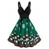 Christmas Snowflake Pattern Front Twist Dress - multicolor A 3XL