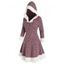 Robe à Capuche Tricotée Panneau Fourré - Rouge Vineux L