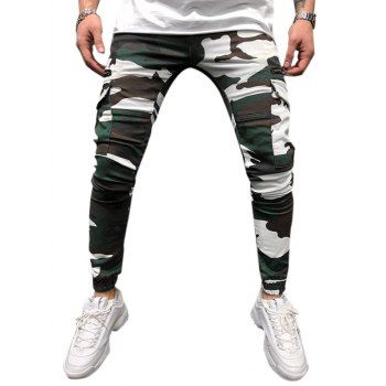 

Camouflage Print Drawstring Tapered Cargo Pants, Shamrock green