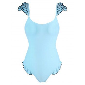 

Ruffle Backless One-piece Swimsuit, Light blue