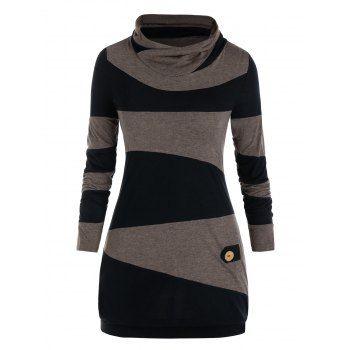 

Plus Size Splicing Two Tone Tunic T-shirt, Black