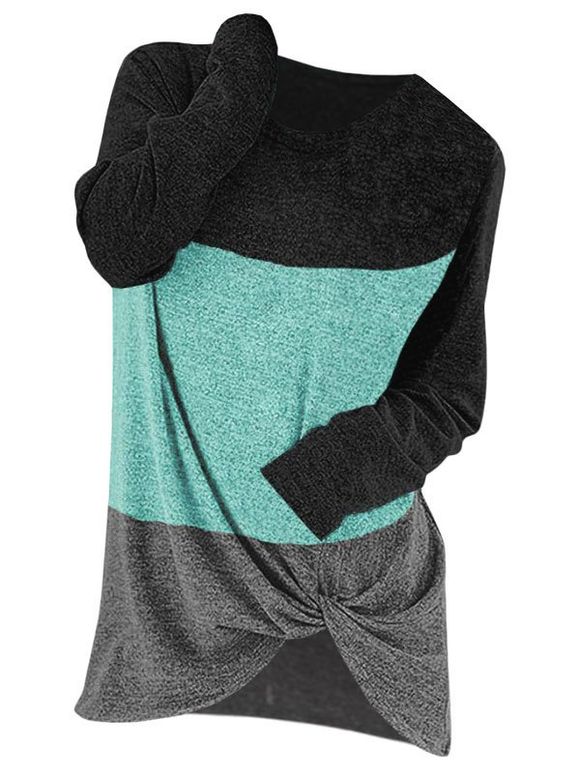 Tricot Tordu en Blocs de Couleurs - Bleu profond XXL