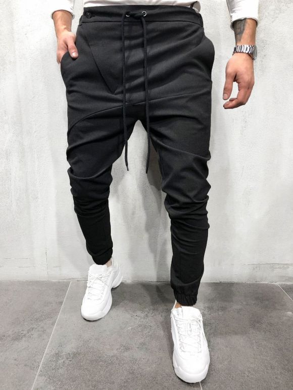 Pantalon Décontracté Fuselé Cousu Détaillé à Cordon - Noir XL