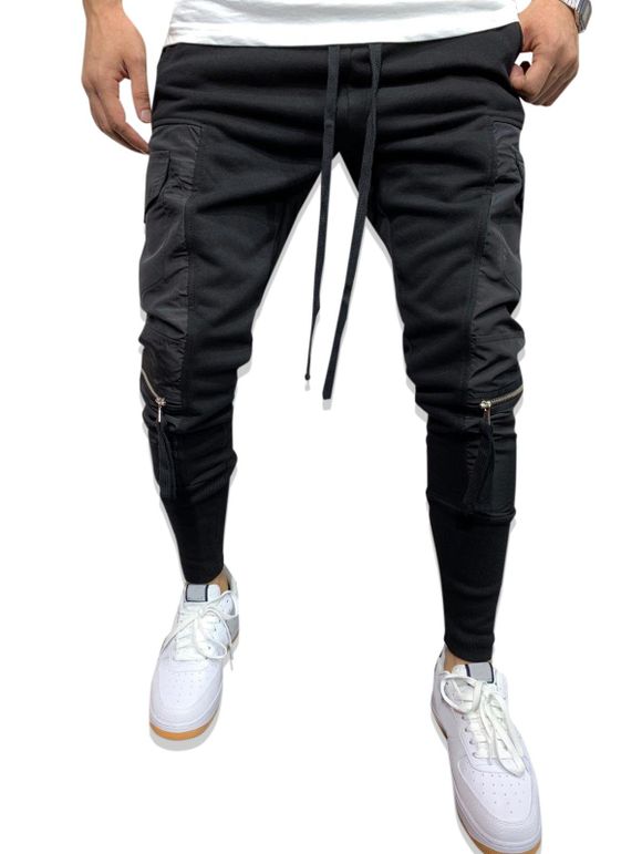 Pantalon Décontracté à Cordon avec Multi-Poches - Noir M