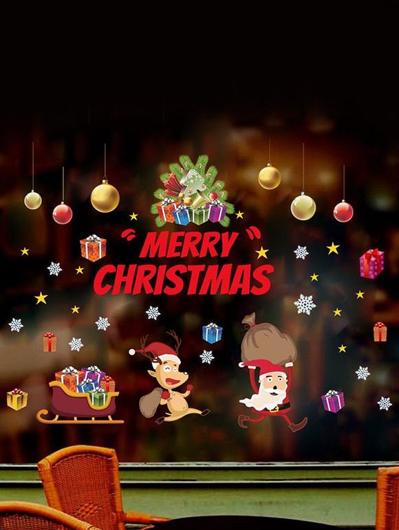 Ensemble de Fenêtre Cerf et Père Noël Imprimés - multicolor A 30*90*2