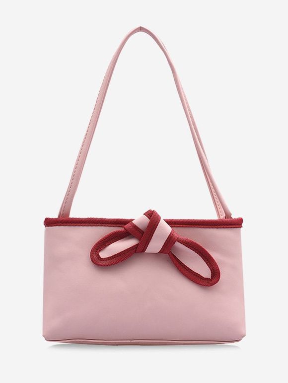 Sac Fourre-tout Nœud Papillon Design en Cuir PU - Rose Cochon 