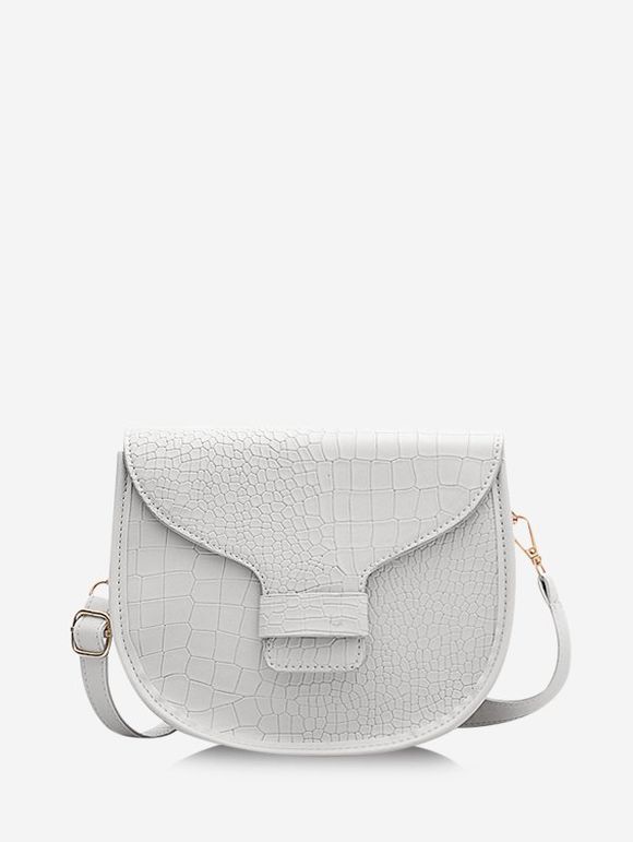 Sac de Selle en Cuir PU Motif d'Animal - Blanc Lait 