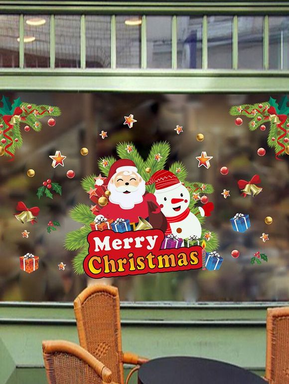 Ensemble d'Autocollant Mural de Noël Père Noël Imprimé - multicolor A 30*90*2