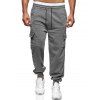 Pantalon Décontracté Fuselé avec Poche Latérale à Cordon - Gris XL