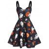Robe d'Halloween Ligne A à Imprimé Citrouille avec Bouton - Noir XL