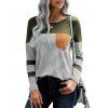 T-shirt Rayé avec Poche en Avant à Ourlet Courbe - Vert XXL