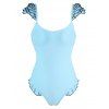 Maillot de Bain sans Dos à Volants Une-Pièce - Bleu clair M