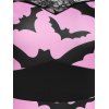Halloween Bat Print Sheer Lace Panel High Waist Dress - PINK M