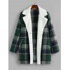 Plus Size Plaid Faux Fur Single Breasted Tunic Coat - MEDIUM SEA GREEN L