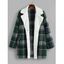 Plus Size Plaid Faux Fur Single Breasted Tunic Coat - MEDIUM SEA GREEN 5X