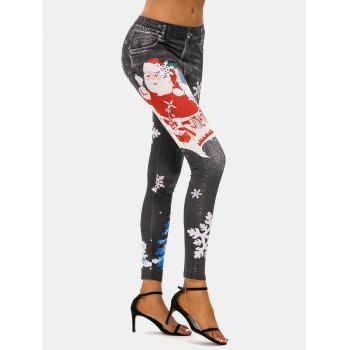 

Christmas Tree Santa Claus Snowflake Skinny Jeggings, Black