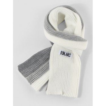 

Colorblock Winter Long Knitted Scarf, White