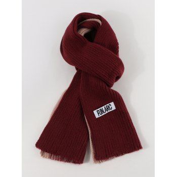 

Colorblock Winter Long Knitted Scarf, Red wine