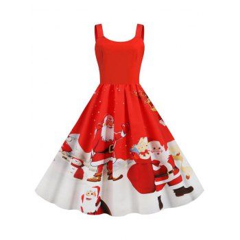 

Christmas Santa Claus Snowflake Sleeveless Dress, Red