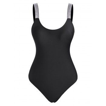 

Sparkle Strap Backless One-piece Swimsuit, Black