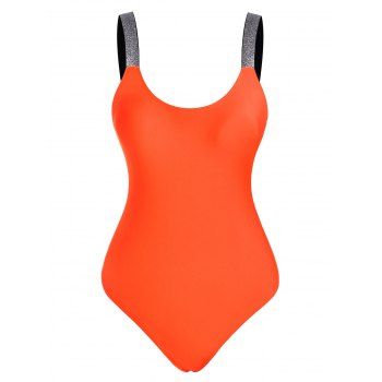 

Sparkle Strap Backless One-piece Swimsuit, Dark orange