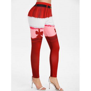 

Christmas 3D Print Fitted Pants, Red