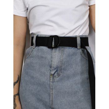 

Solid Buckle Woven Jeans Belt, Black