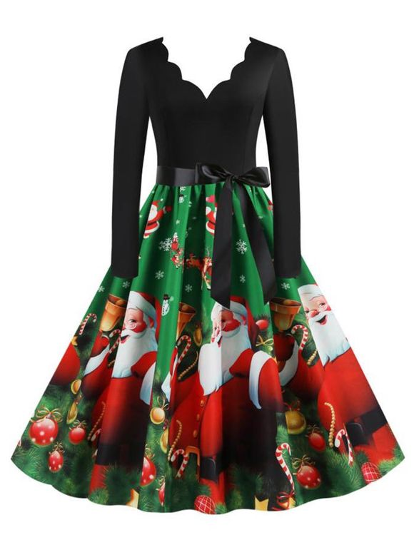Robe Festonnée à Imprimé Père Noël et Cadeau - multicolor C XL