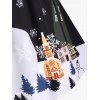 Plus Size Twist Christmas Snowman Snowflake A Line Retro Dress - BLACK 5X