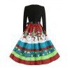 Christmas Santa Claus Scalloped Belted Vintage Dress - multicolor A L