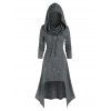 Robe à Capuche Mi-Longue Tricotée Haute Basse à Lacets - Gris M