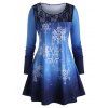 T-shirt Tunique Ombré à Flocon de Neige en Dentelle Insérée Grande Taille - Bleu 4X