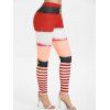 Christmas 3D Print Stripe Skinny Pants - RED M