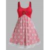 Robe Ligne A Flocon de Neige en Dentelle de Grande Taille à Volants - Rouge Lave 3X