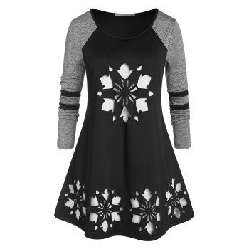 

Plus Size Snowflake Laser Cut Christmas T Shirt, Black