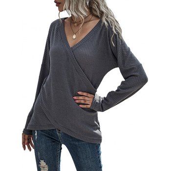Image of Cross-front Honeycomb Surplice Knitwear