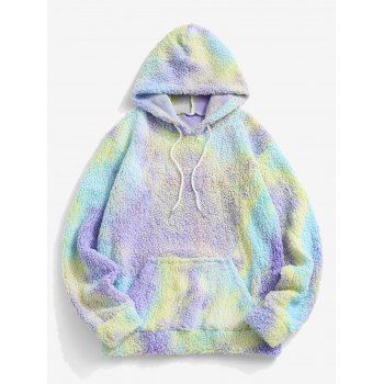 

Tie Dye Print Teddy Hoodie, Light yellow
