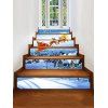 Autocollant d'Escalier de Noël Décoratif Père Noël et Cerf Imprimés - multicolor 6PCS X 39 X 7 INCH( NO FRAME )