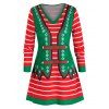 Plus Size Christmas Striped 3D Vest Print T Shirt - DEEP GREEN L