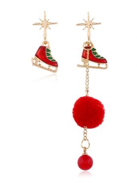 Christmas Asymmetric Pom Pom Dangle Earrings