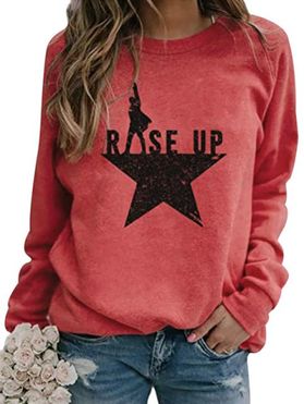 Star Rise Up Graphic Raglan Sleeve Sweatshirt