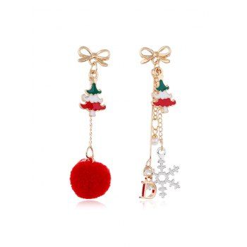 

Christmas Pom Pom Snowflake Asymmetric Earrings, Multicolor b